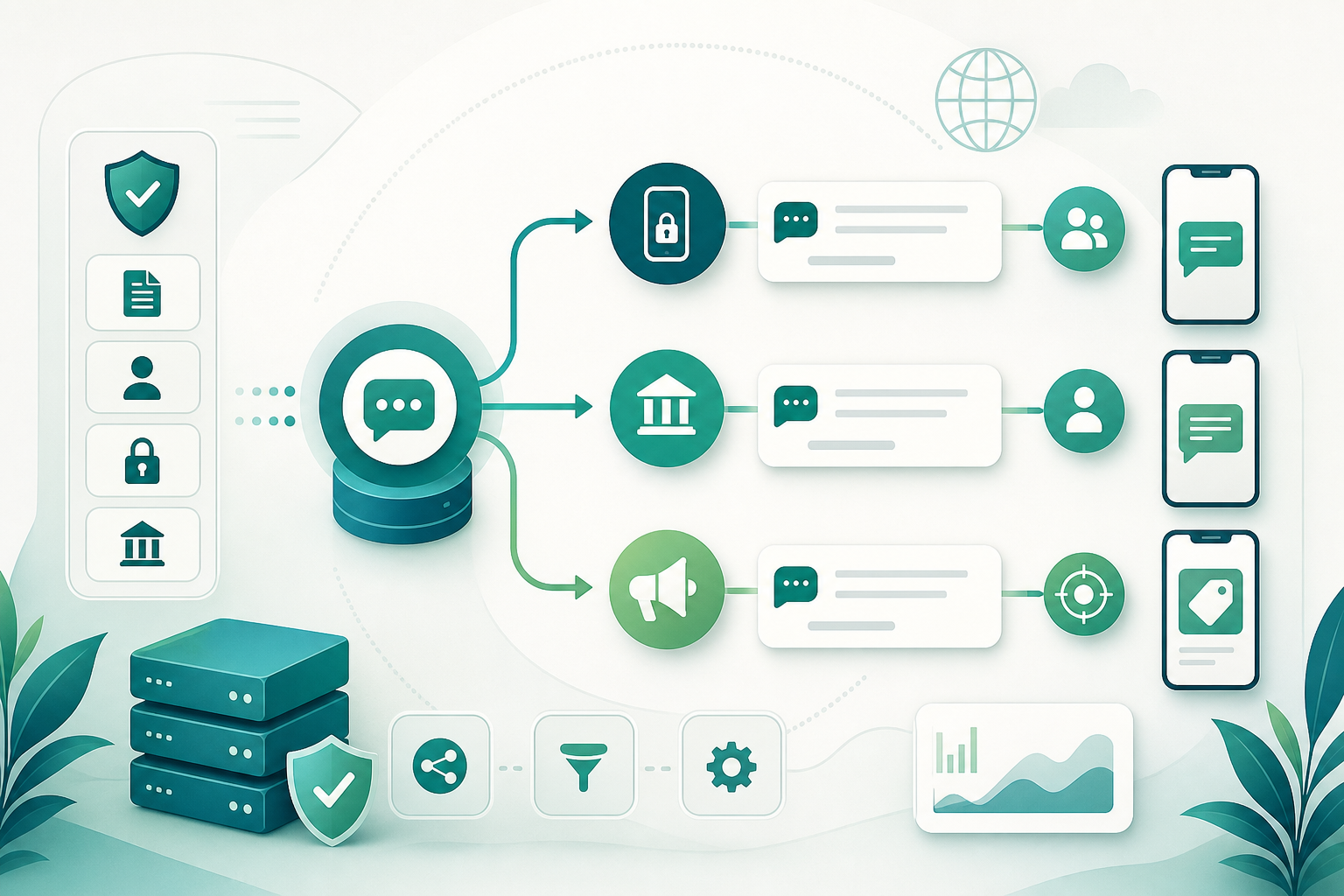 Diagrama operacional para classificar tráfego A2P SMS entre OTP, transacional e marketing