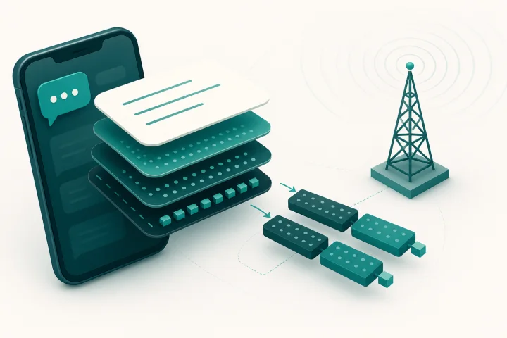 Esquema de cálculo de segmentos SMS con GSM 03.38, Unicode y cabeceras de concatenación