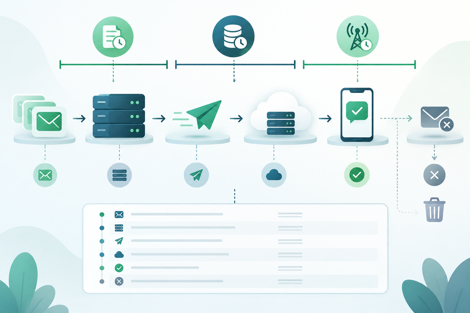 Diagramma operativo del ciclo di vita degli SMS A2P e della scadenza delle code