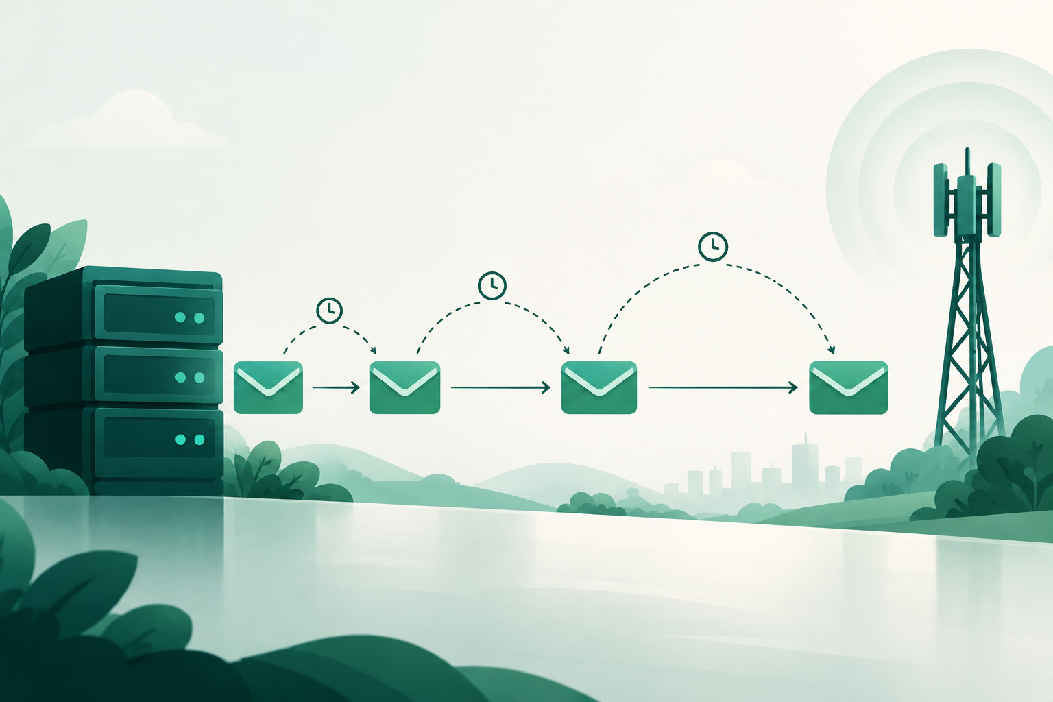 Conceptual illustration of retried requests with increasing pauses